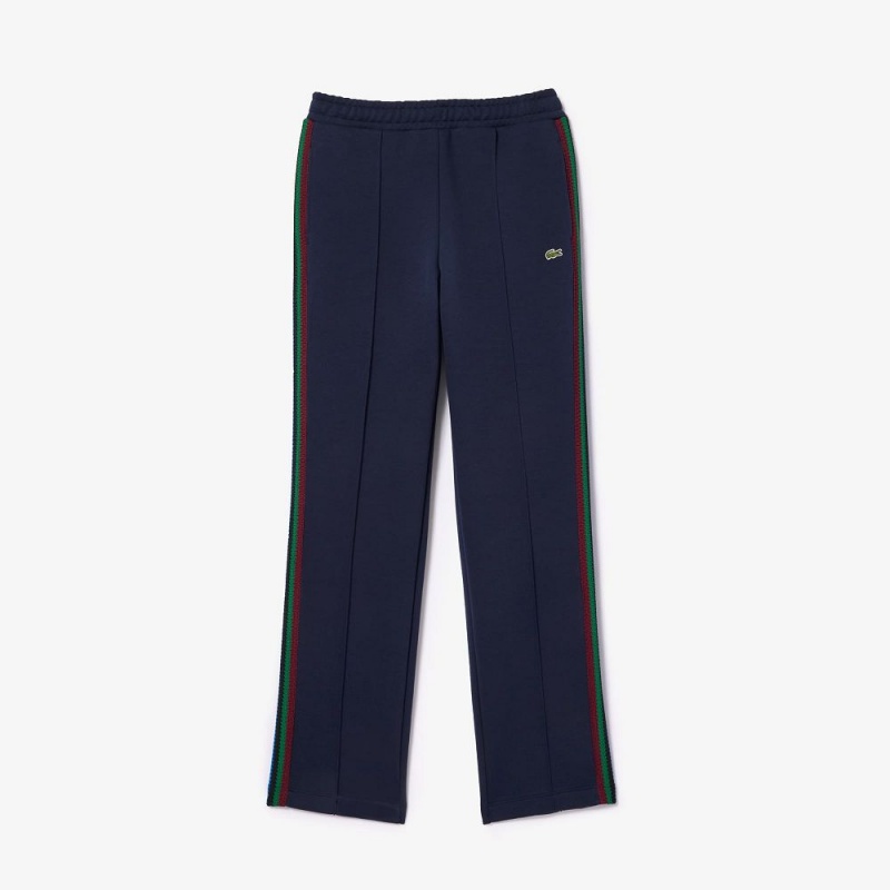 Women's Lacoste Striped Knit Pants Navy Blue | DJT954786