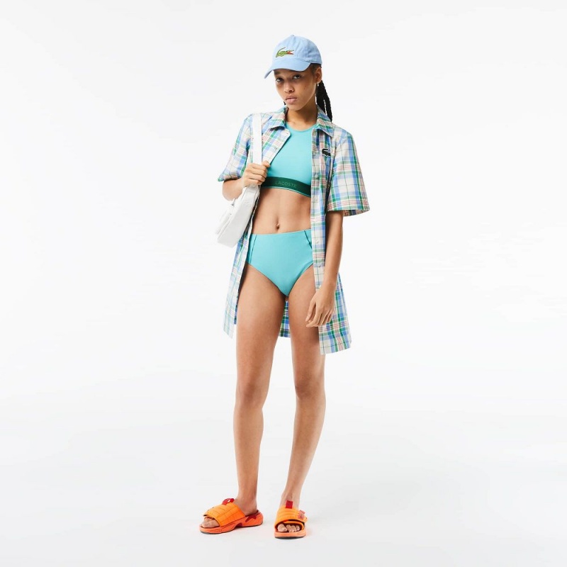 Women's Lacoste Technical Jersey Briefs Swimsuit Turquoise | HOP508194