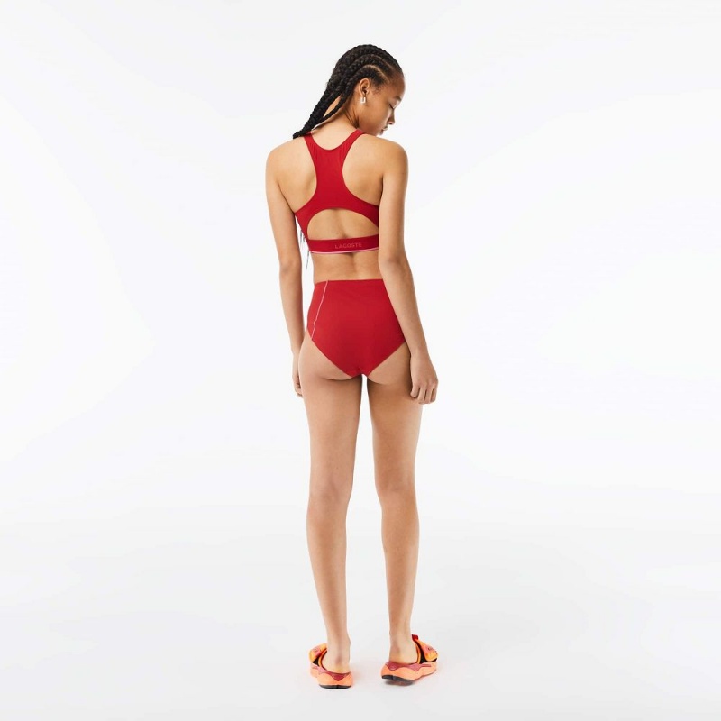 Women's Lacoste Technical Jersey Briefs Swimsuit Red | LPO390428