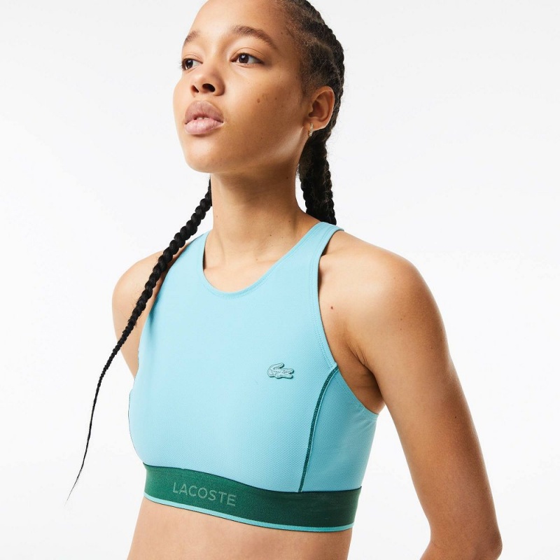 Women's Lacoste Technical Jersey Top Swimsuit Turquoise | DMG267854