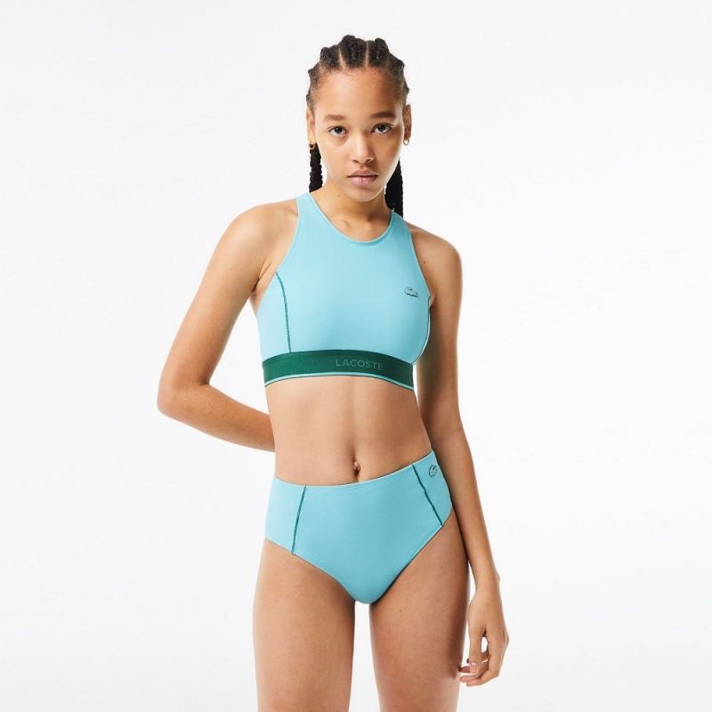 Women\'s Lacoste Technical Jersey Top Swimsuit Turquoise | DMG267854