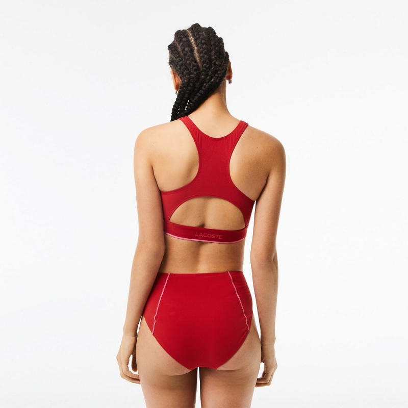 Women's Lacoste Technical Jersey Top Swimsuit Red | OAT728409