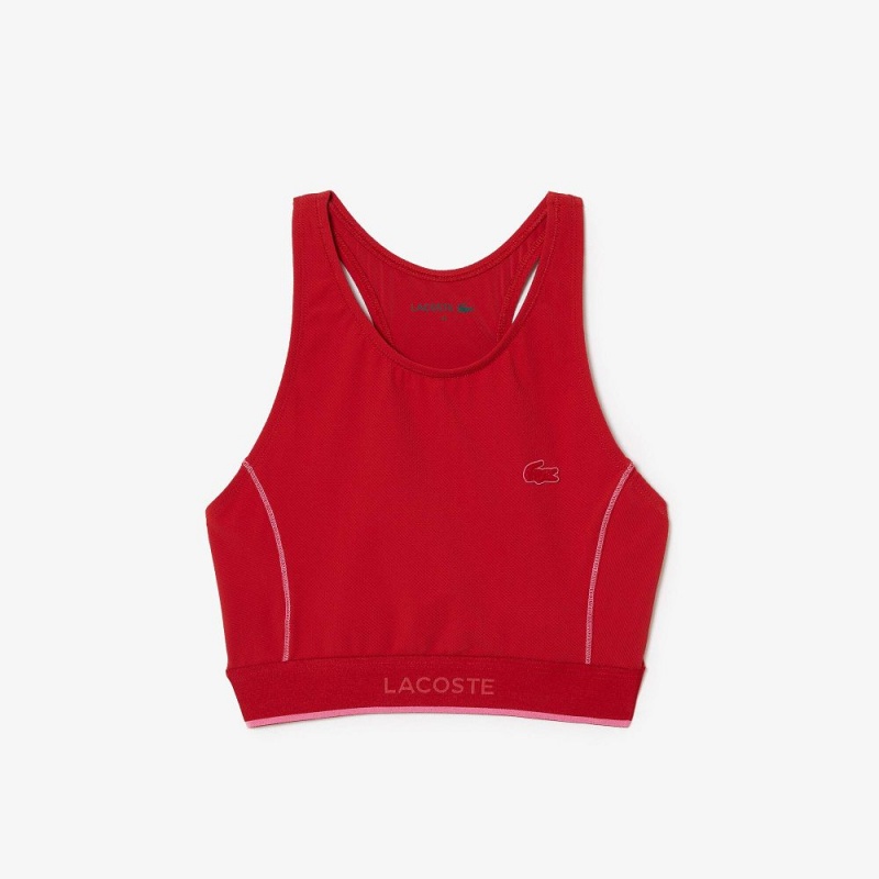 Women's Lacoste Technical Jersey Top Swimsuit Red | OAT728409