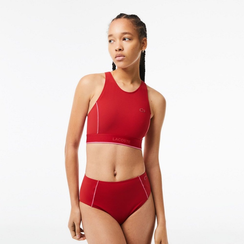 Women\'s Lacoste Technical Jersey Top Swimsuit Red | OAT728409