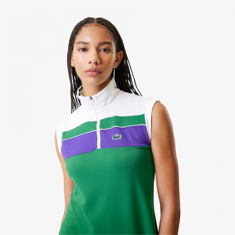 Women's Lacoste Tennis Dress Green White Purple | MZJ185273