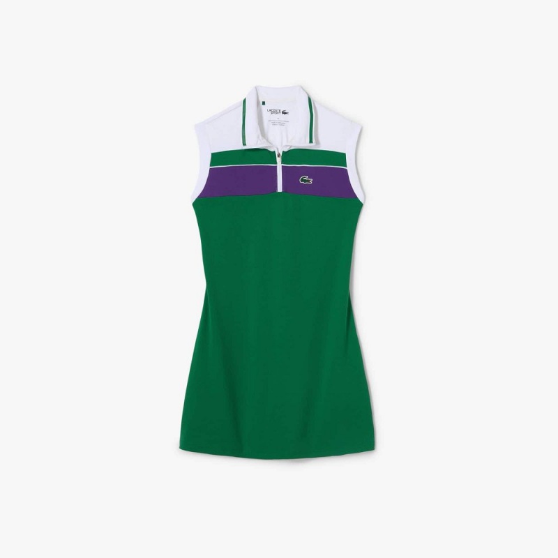 Women's Lacoste Tennis Dress Green White Purple | MZJ185273