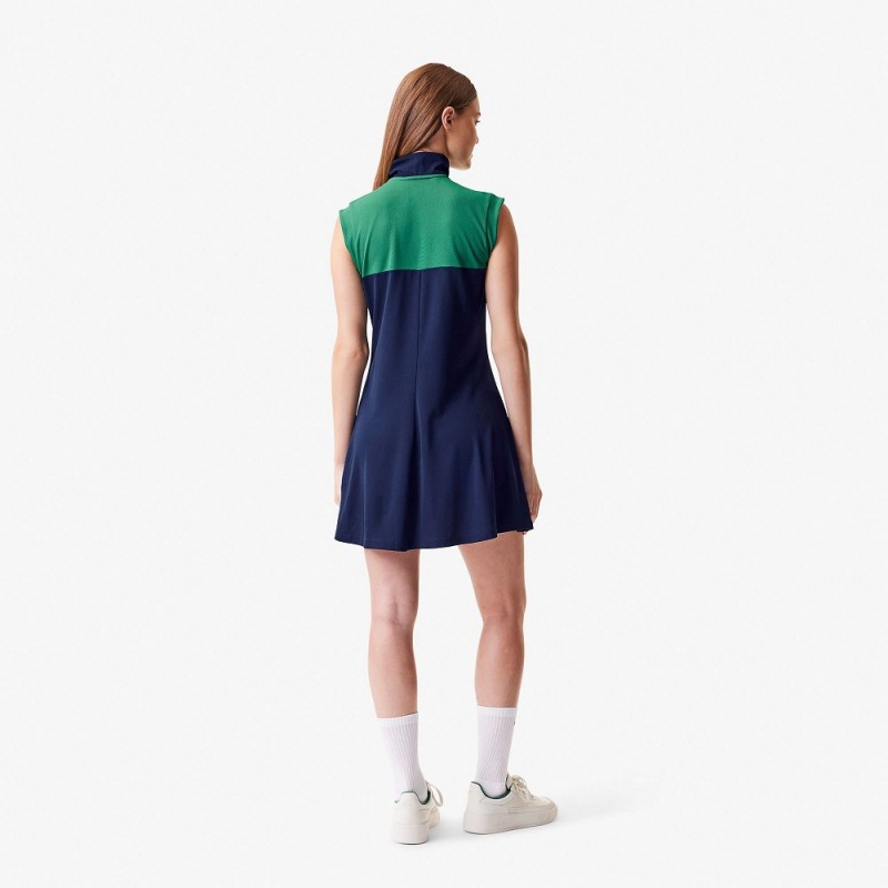 Women's Lacoste Tennis Dress Navy Blue Green Navy Blue | IFN741869