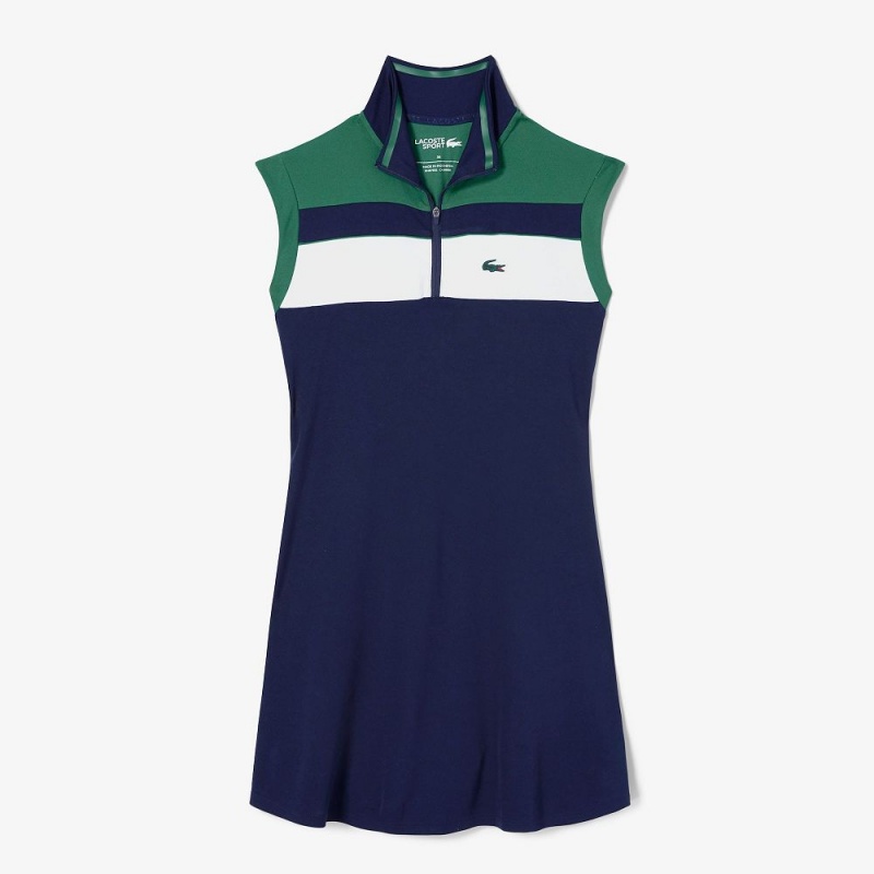 Women's Lacoste Tennis Dress Navy Blue Green Navy Blue | IFN741869