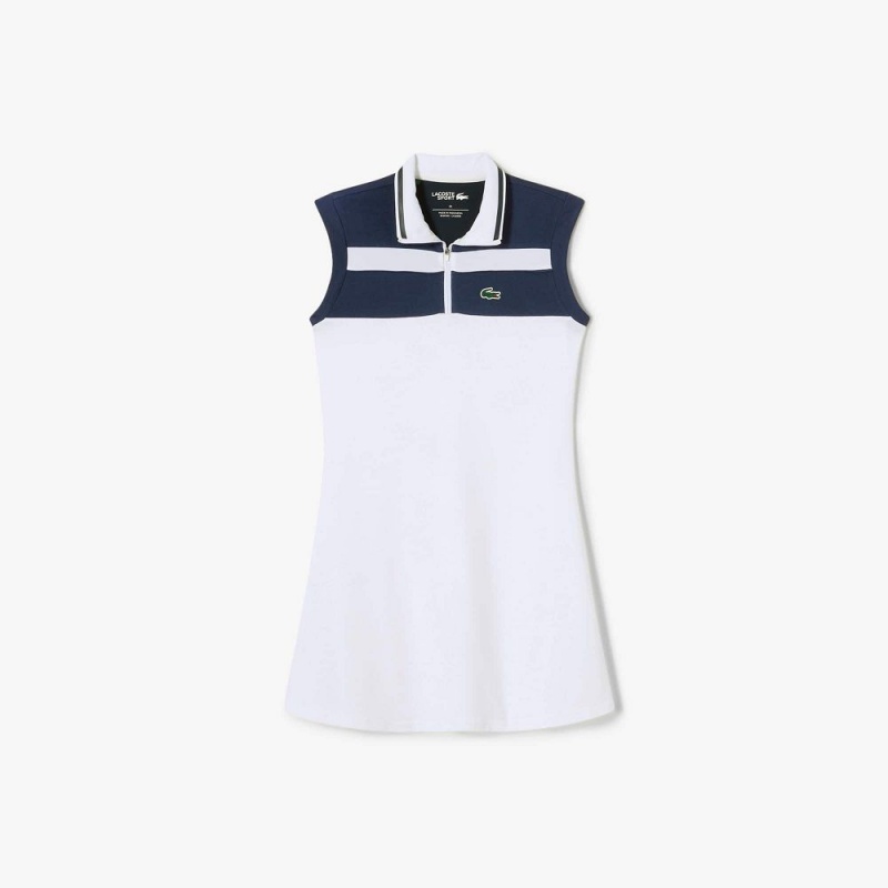 Women's Lacoste Tennis Dress White Navy Blue | QFT308749