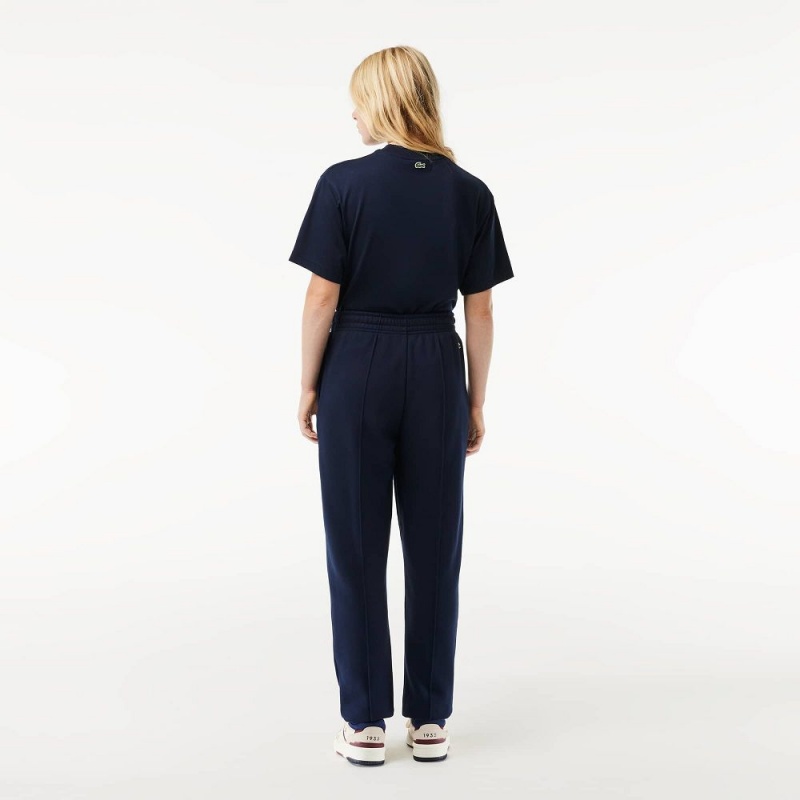 Women's Lacoste Tennis Print Cotton Joggers Navy Blue | EIJ351209