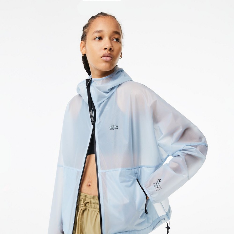 Women's Lacoste Transparent Windbreaker Jackets Blue | WAD956378