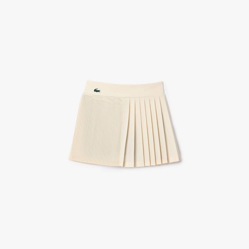 Women's Lacoste Ultra-Dry Pleated Tennis Skirt White Navy Blue | BMN043126