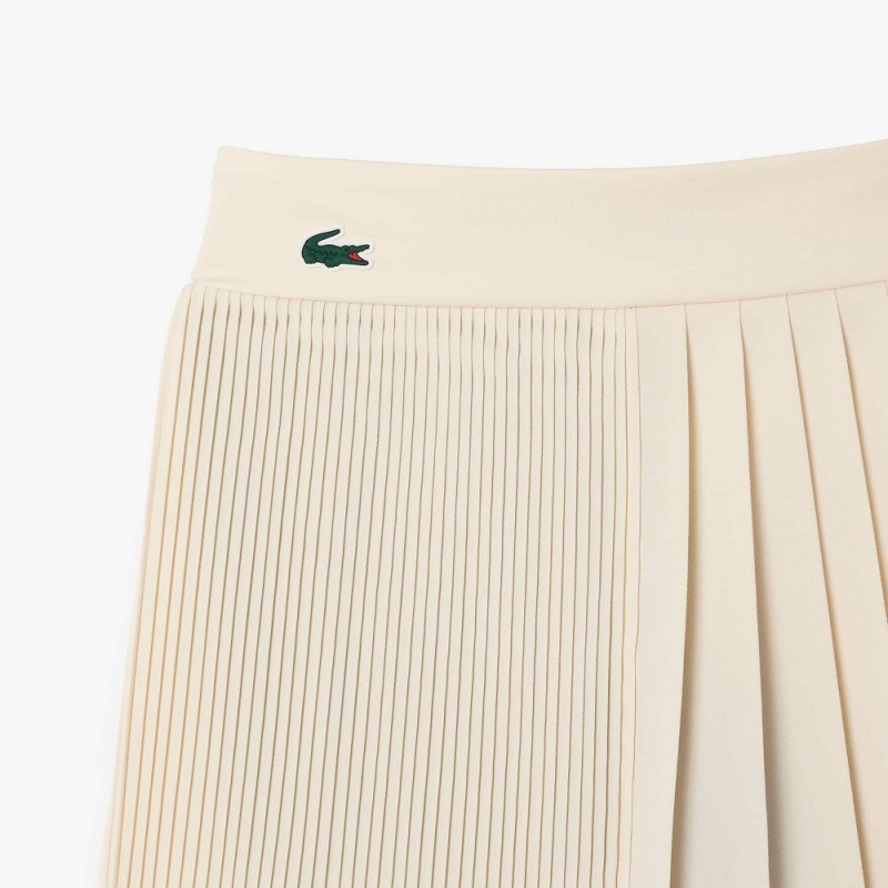 Women's Lacoste Ultra-Dry Pleated Tennis Skirt White Navy Blue | BMN043126