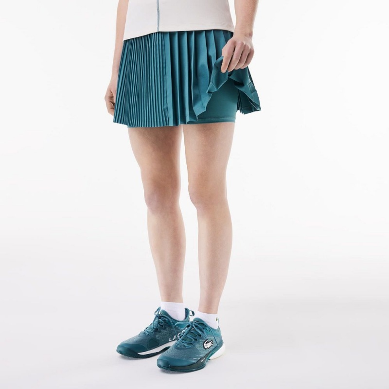 Women's Lacoste Ultra-Dry Pleated Tennis Skirt Blue | FTD702416