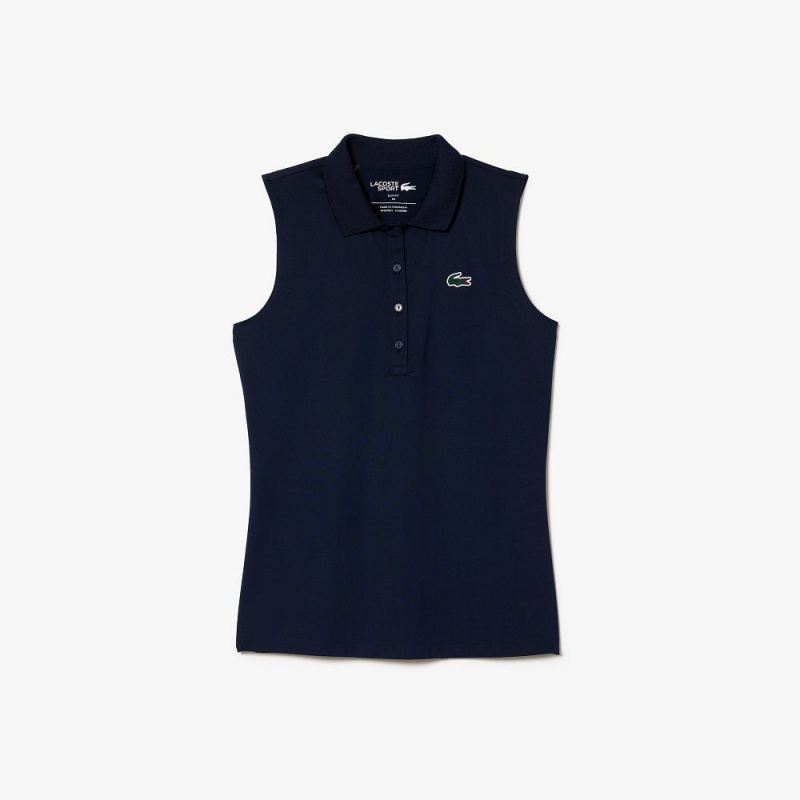 Women's Lacoste Ultra-Dry Slim Fit Anti-UV Stretch Golf Polo Shirts Navy Blue | ODA850264