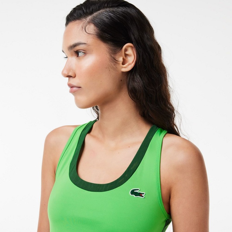 Women's Lacoste Ultra-Dry Stretch Sport Tank Top Green | OEQ326154