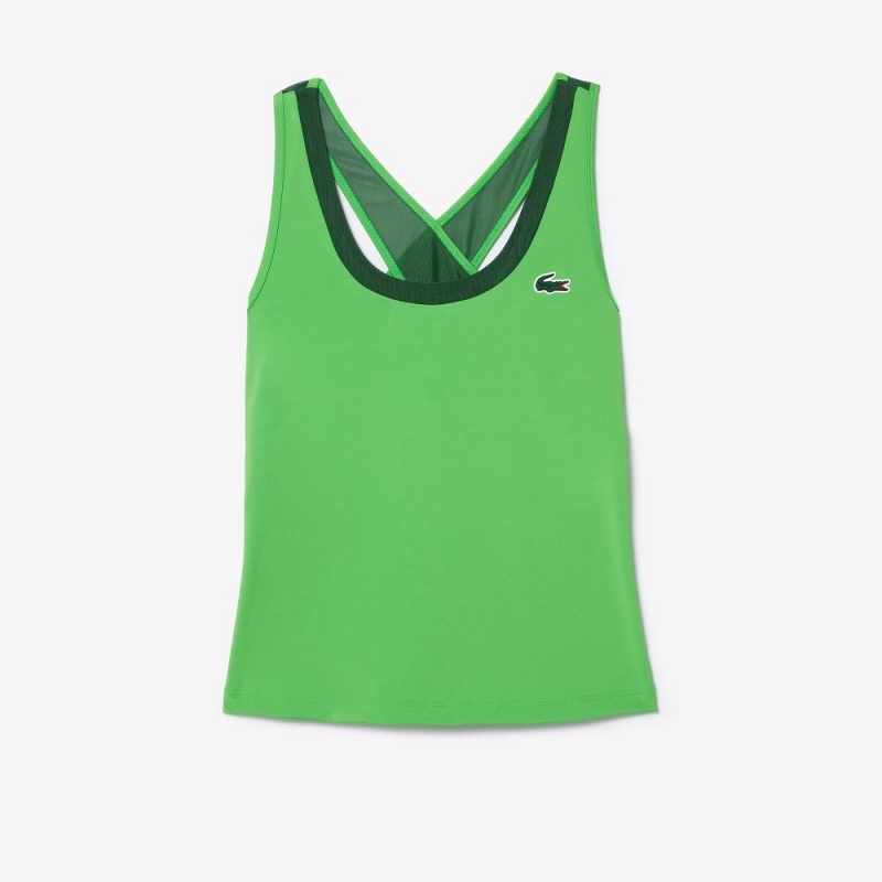 Women's Lacoste Ultra-Dry Stretch Sport Tank Top Green | OEQ326154