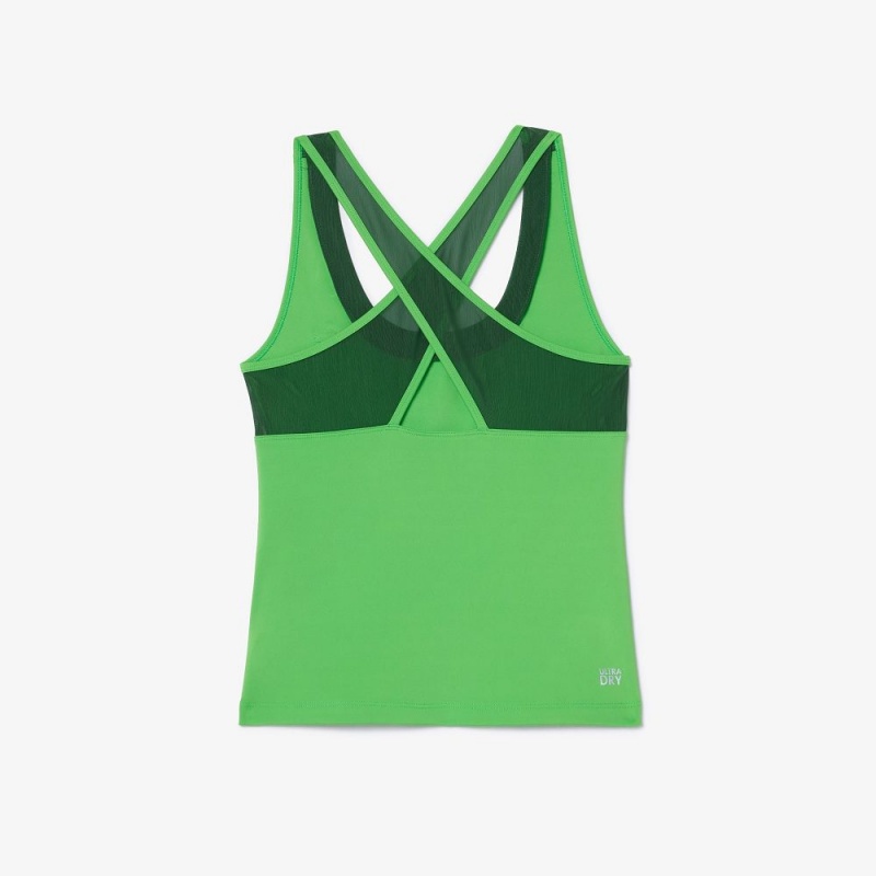 Women's Lacoste Ultra-Dry Stretch Sport Tank Top Green | OEQ326154