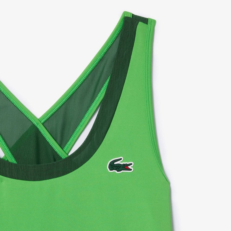 Women's Lacoste Ultra-Dry Stretch Sport Tank Top Green | OEQ326154