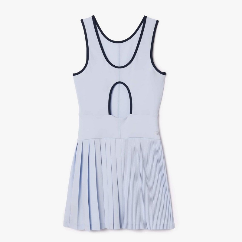 Women's Lacoste Ultra-Dry Stretch Tennis Dress Light Blue Navy Blue | FCK915027