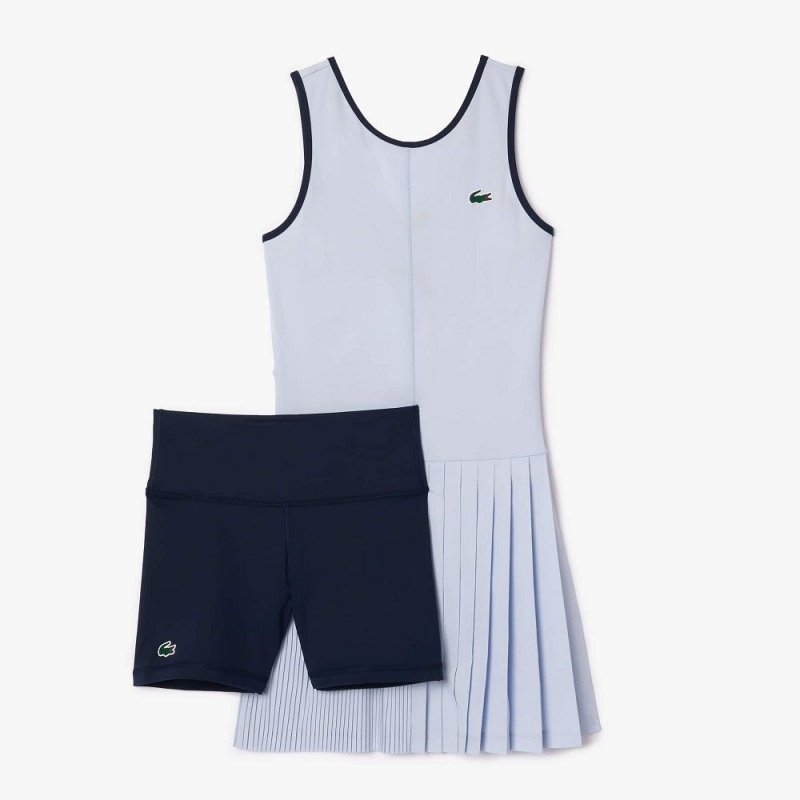 Women's Lacoste Ultra-Dry Stretch Tennis Dress Light Blue Navy Blue | FCK915027