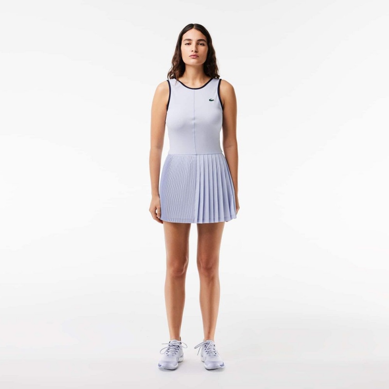 Women\'s Lacoste Ultra-Dry Stretch Tennis Dress Light Blue Navy Blue | FCK915027