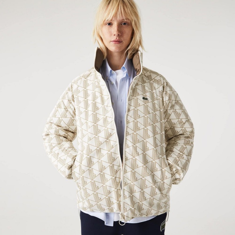 Women's Lacoste Water-Repellent Jackets White Beige | IHL759263