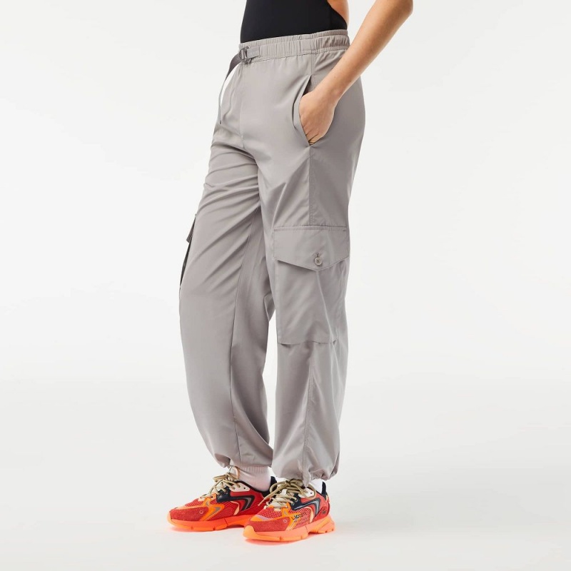 Women's Lacoste Wide Leg Cargo Pants Grey | VOK935714