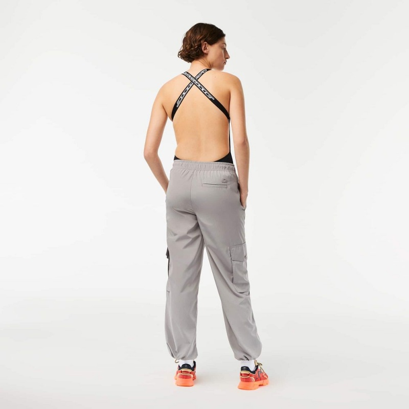 Women's Lacoste Wide Leg Cargo Pants Grey | VOK935714