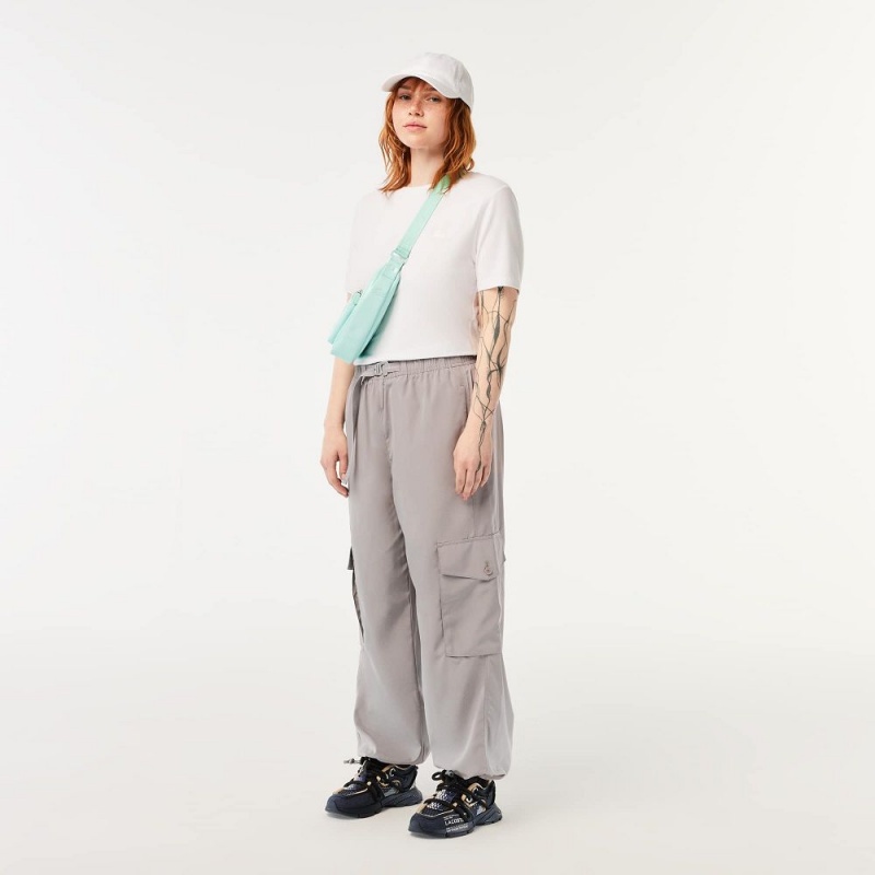 Women's Lacoste Wide Leg Cargo Pants Grey | VOK935714