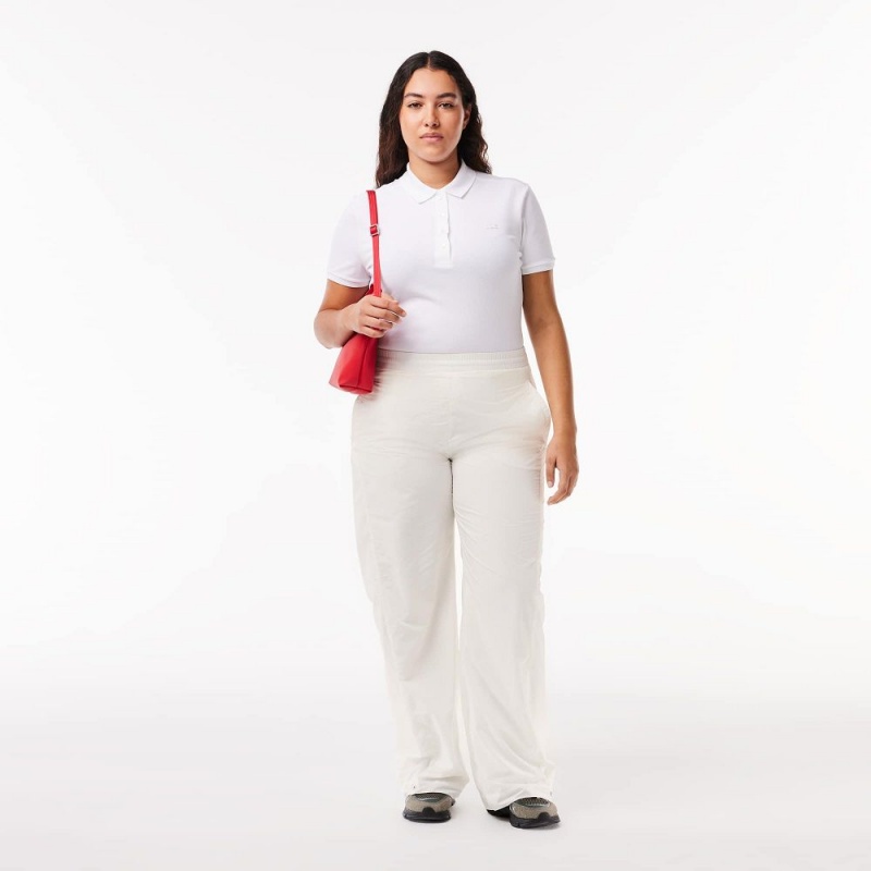 Women's Lacoste Wide Leg Sweatpants White | XUQ085219