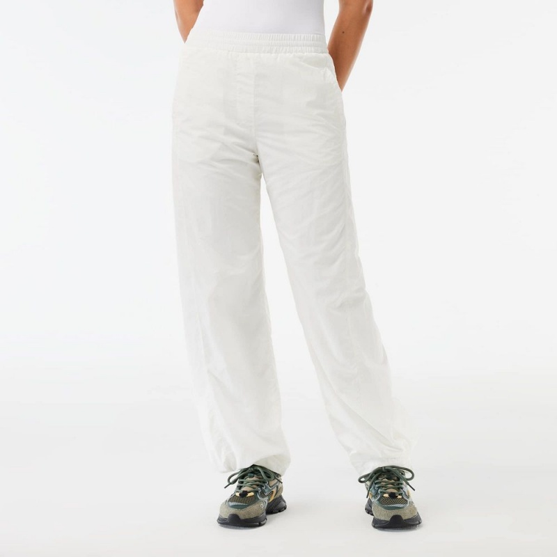 Women's Lacoste Wide Leg Sweatpants White | XUQ085219