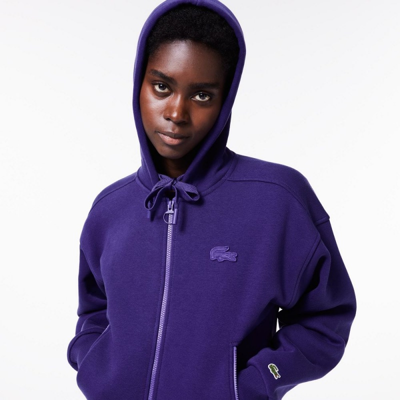 Women's Lacoste Zip-Up Cotton Sweatshirt Acai Purple | ADU518764