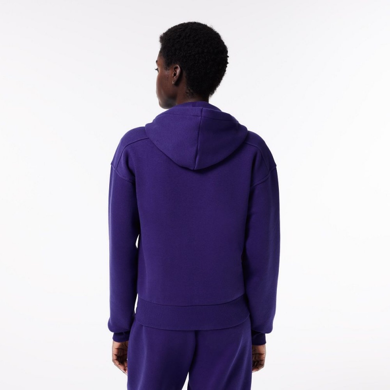 Women's Lacoste Zip-Up Cotton Sweatshirt Acai Purple | ADU518764