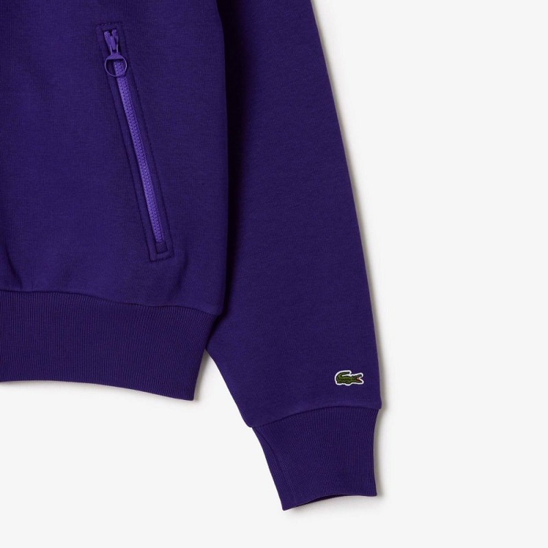 Women's Lacoste Zip-Up Cotton Sweatshirt Acai Purple | ADU518764